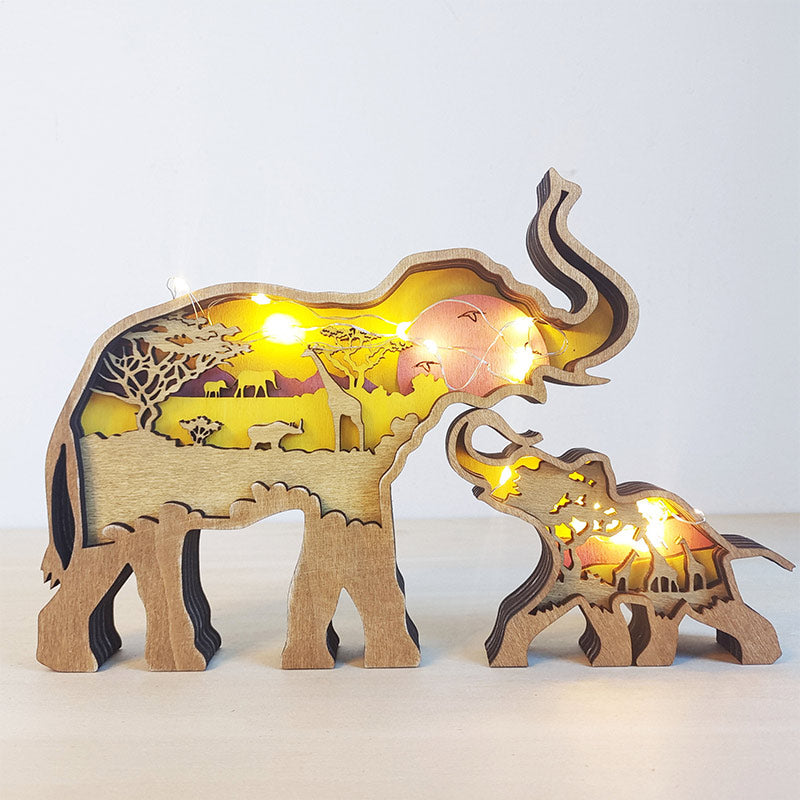 Ownkoti Creative Forest Animal Decoration - Elephant Family - With Light - image 5