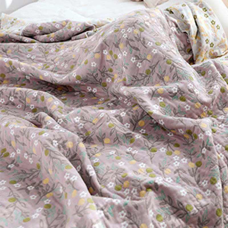 Retro Reversible Coverlet Soft Floral Quilt - image 11