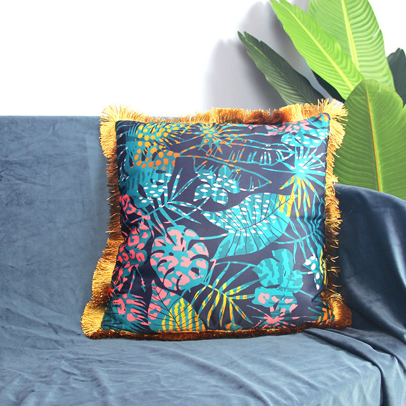 Animal Pattern Tassel Sofa Pillowcase - Plant - 45cm x 45cm - image 7