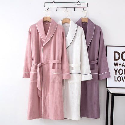 Solid Color Lapel Home Sleep Bathrobe - image 0