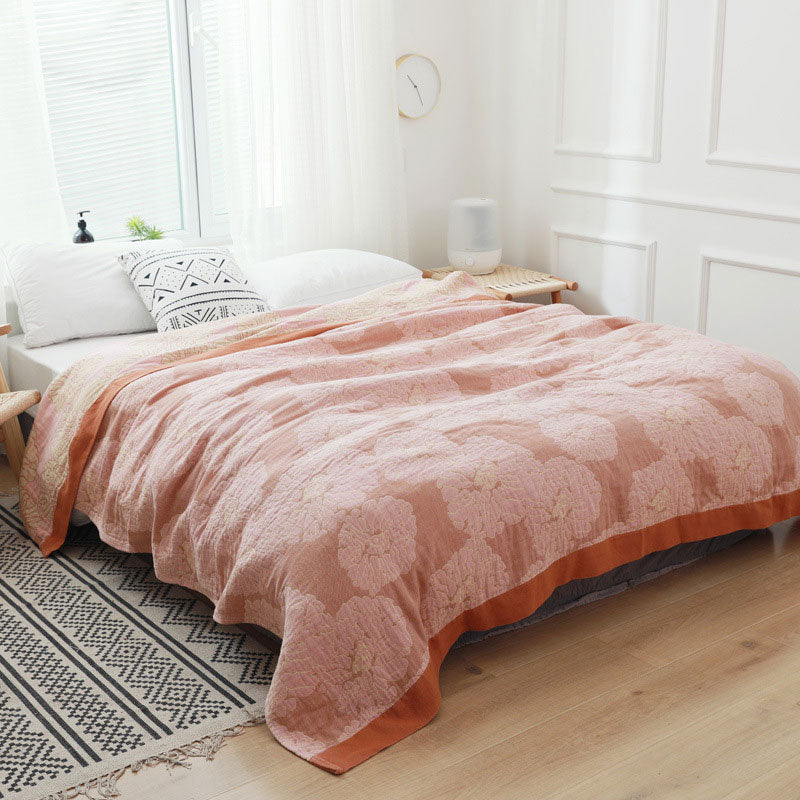 Lightweight Peony Cotton  Reversible Blanket - Pink - 79" x 90" - image 5