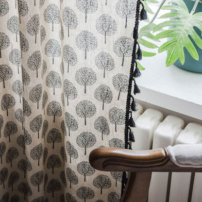 Countryside Style Tree Cotton Linen Curtain - image 3