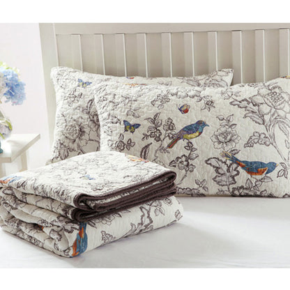Spring Flower & Bird Quilt with Pillowcase - image 2