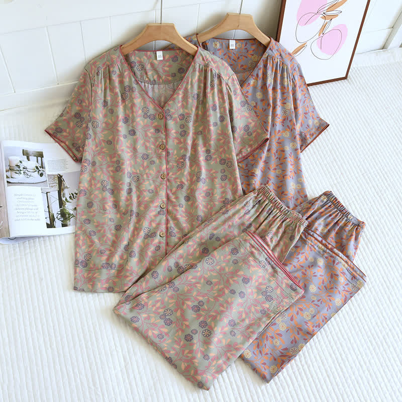 Floral Print Soft Breathable Loungewear Set - image 1