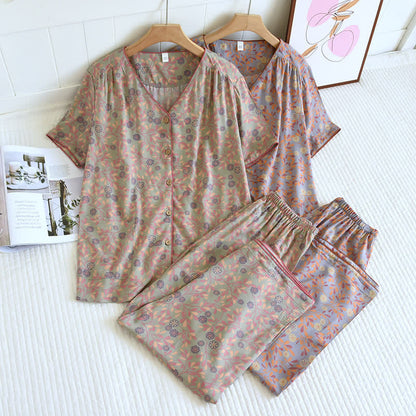 Floral Print Soft Breathable Loungewear Set - image 1