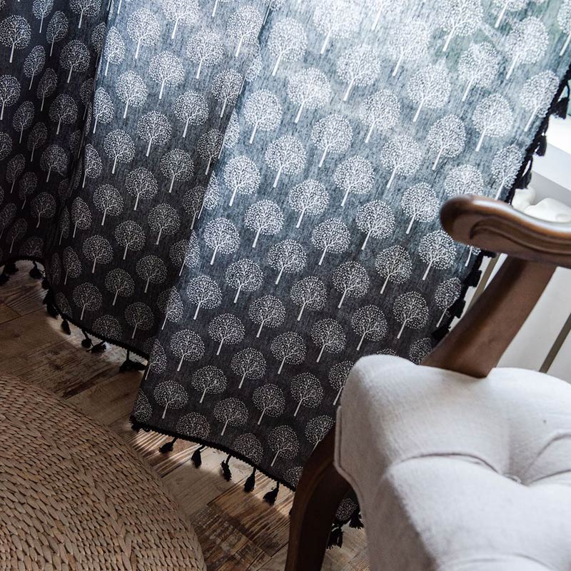 Countryside Style Tree Cotton Linen Curtain - image 9