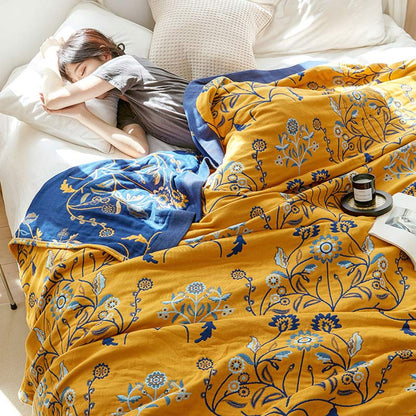 Dianthus Flower Cotton Gauze Reversible Quilt - image 2