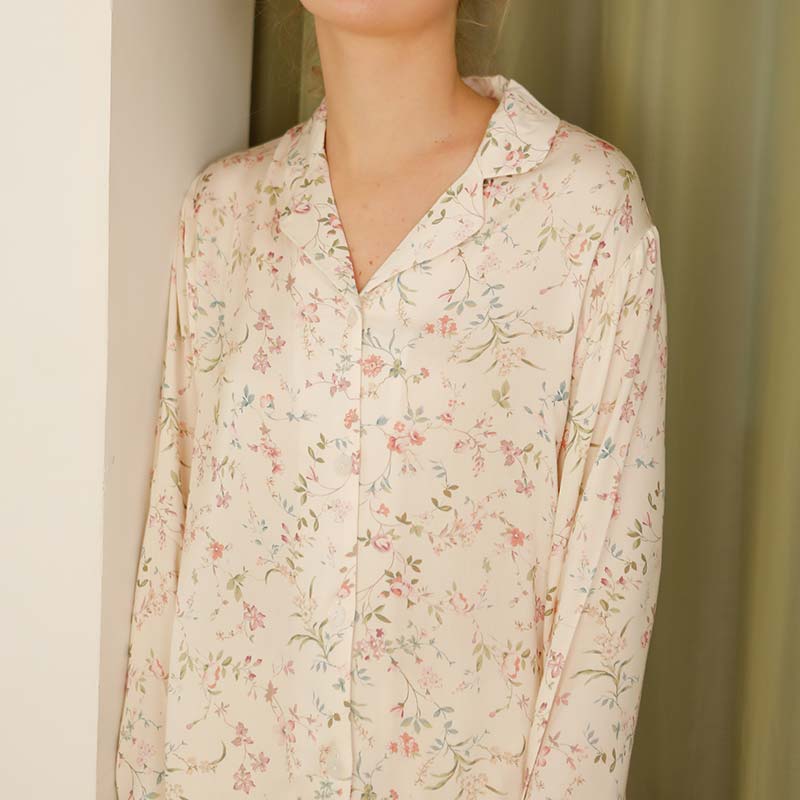 Ownkoti Floral Satin V-Neck Long Sleeve Loungewear - image 13