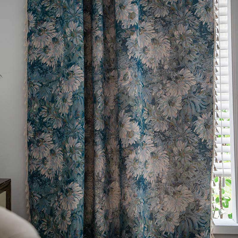 Flower Oil Painting Style Tassel Curtain - image 8
