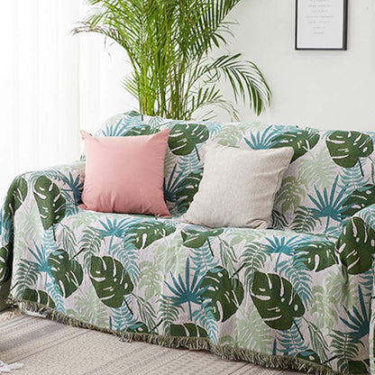 Palm Pattern Sofa Cover Tassel Blanket - image 4
