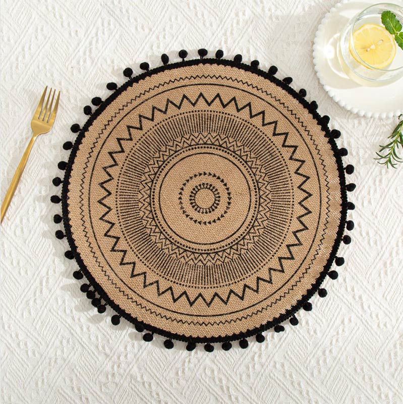 Ownkoti Black Woven Cotton Linen Table Mats (3PCS) - image 3