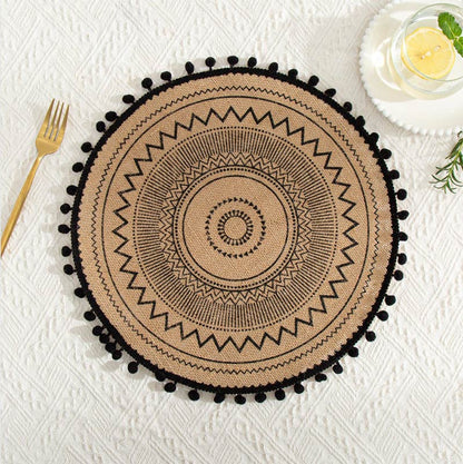Ownkoti Black Woven Cotton Linen Table Mats (3PCS) - image 3