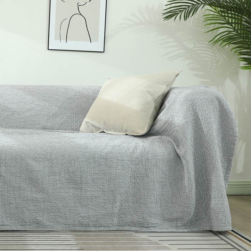 Ownkoti Plaid Sofa Blanket Gauze Sofa Cover - Gray - 79"W x 102"L - image 13