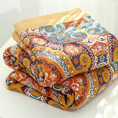 Boho Cotton Orange Reversible Sofa Blanket - image 3