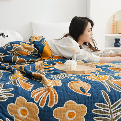 Flower Print Cotton Double-Sided Quilt - image 1