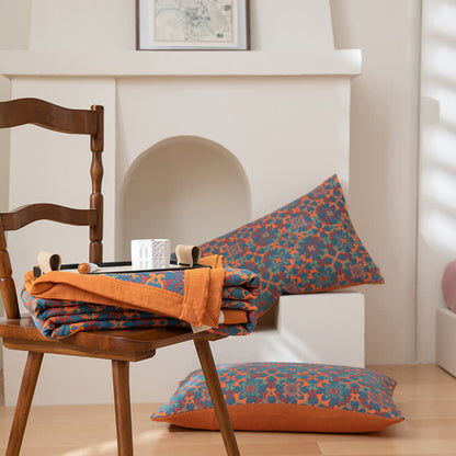 Orange & Blue Pattern Six Layers Cotton Quilt - image 7