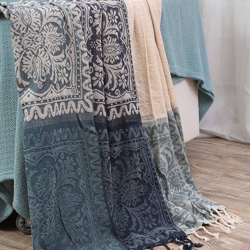 Ownkoti Bohemian Flower Tassel Knit Shawl Blanket - image 4