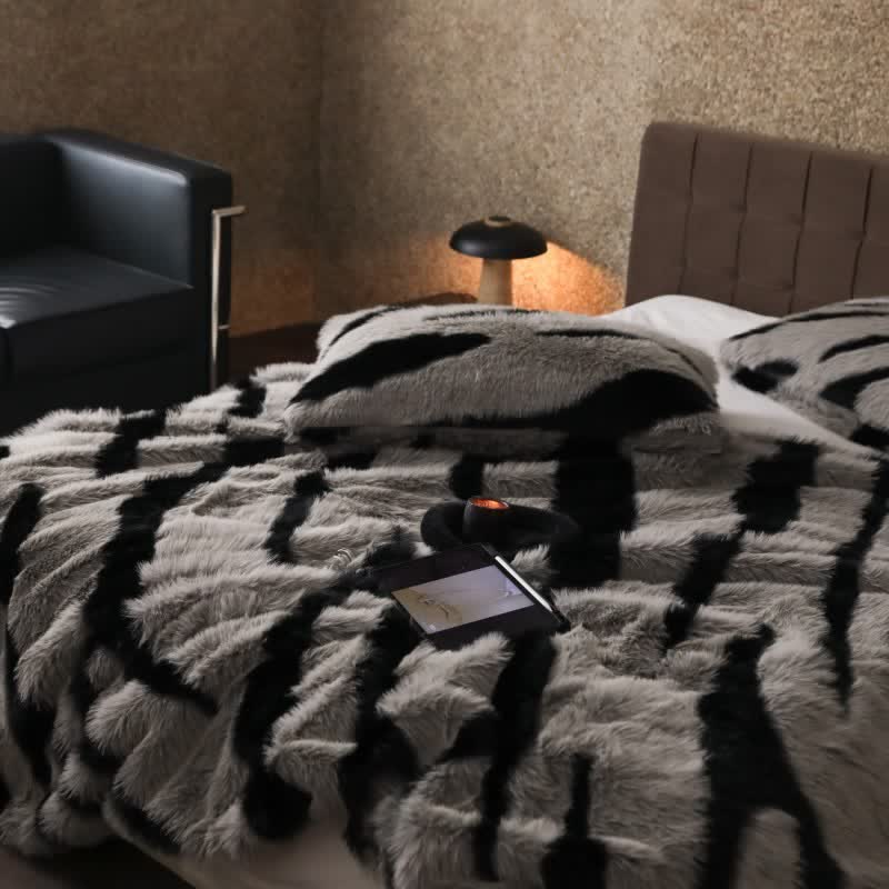 Modern Zebra Print Faux Fur Blanket - image 9
