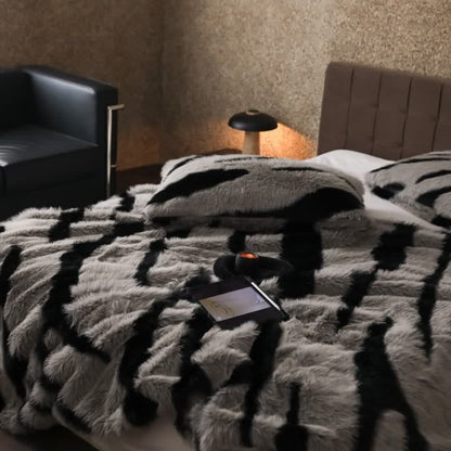 Modern Zebra Print Faux Fur Blanket - image 9