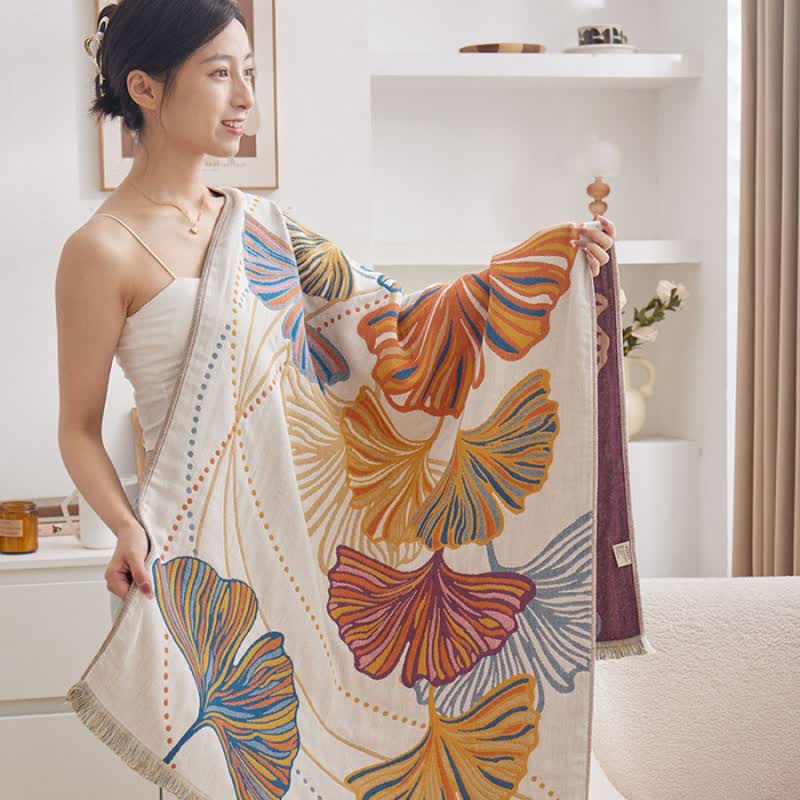 Ginkgo Leaf Cotton Absorbent Bath Towel - image 1