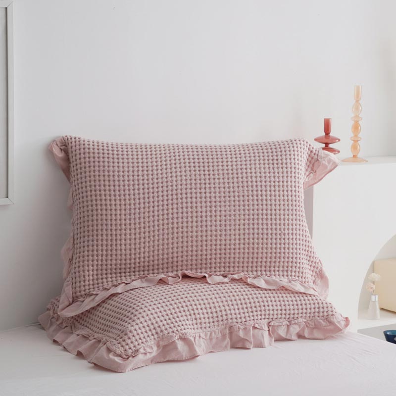 Waffle Weave Cotton Pillowcases with Ruffle (2PCS) - image 6