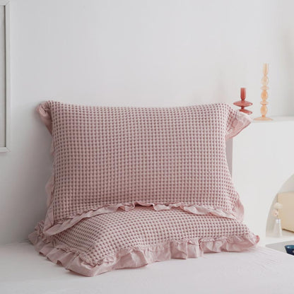 Waffle Weave Cotton Pillowcases with Ruffle (2PCS) - image 6