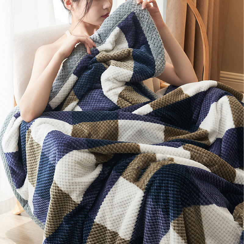 Plaid Warm Coral Fleece Throw Blanket - image 6