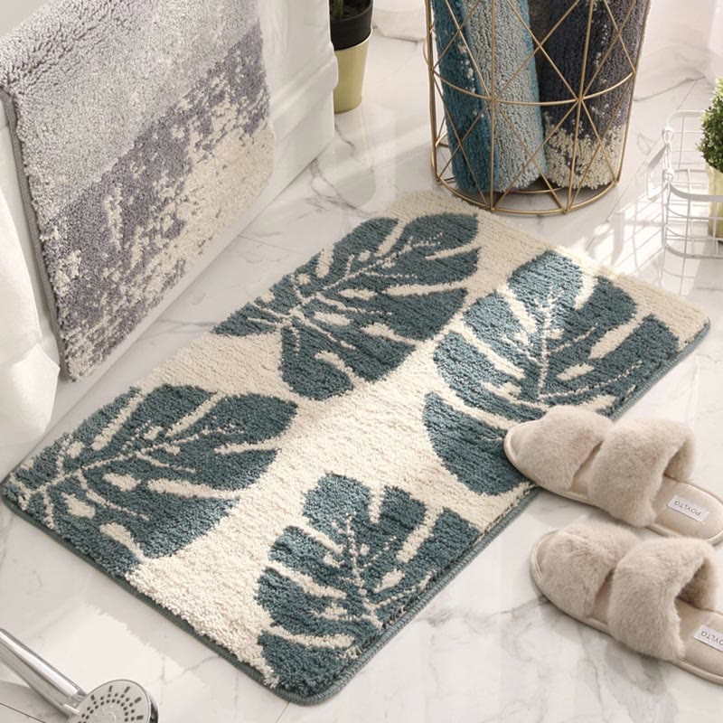 Ownkoti Leaves Print Anti-Slip Bathroom Rug - image 1
