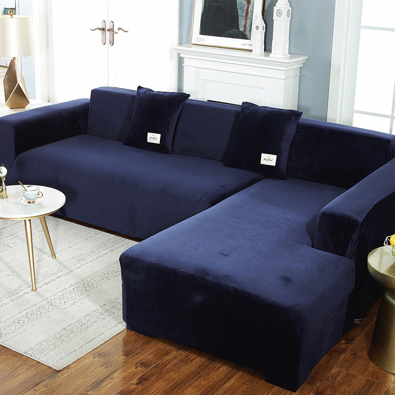 Ownkoti Suede Pure Color Elastic Sofa Cover - Navy - 4-Seater 92" - 118" (235cm - 300 cm) - image 8