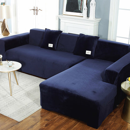 Ownkoti Suede Pure Color Elastic Sofa Cover - Navy - 4-Seater 92" - 118" (235cm - 300 cm) - image 8