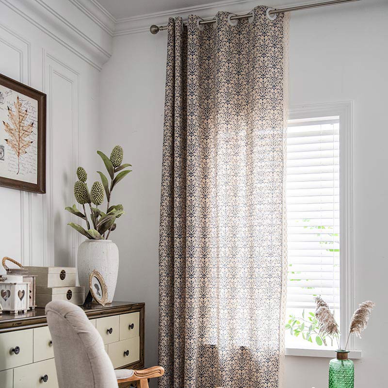 Ownkoti Boho Blue Pattern Semi-Blackout Curtain - image 6