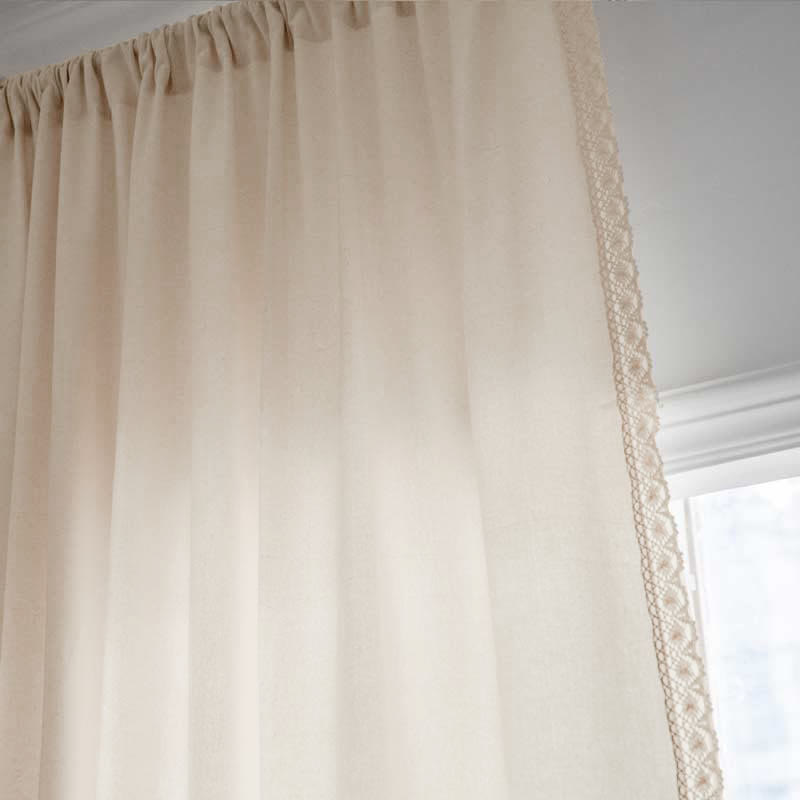 Cotton White Curtain Hollow-Out Drapes with Tassel - image 7