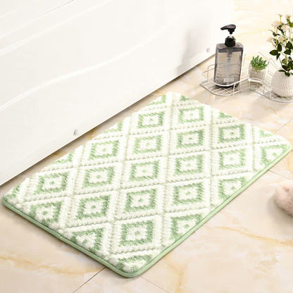 Diamond Lattice Soft Non-slip Bath Mat - Green & White - 50cm x 80cm - image 8