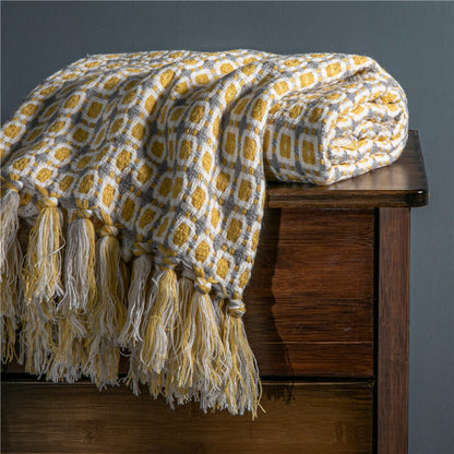 Ownkoti Knitted Sofa Blanket Couch Blanket With Tassels - image 9
