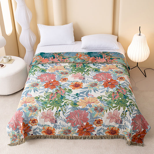 Vintage Tropical Floral  Reversible Gauze Quilt - King - image 0
