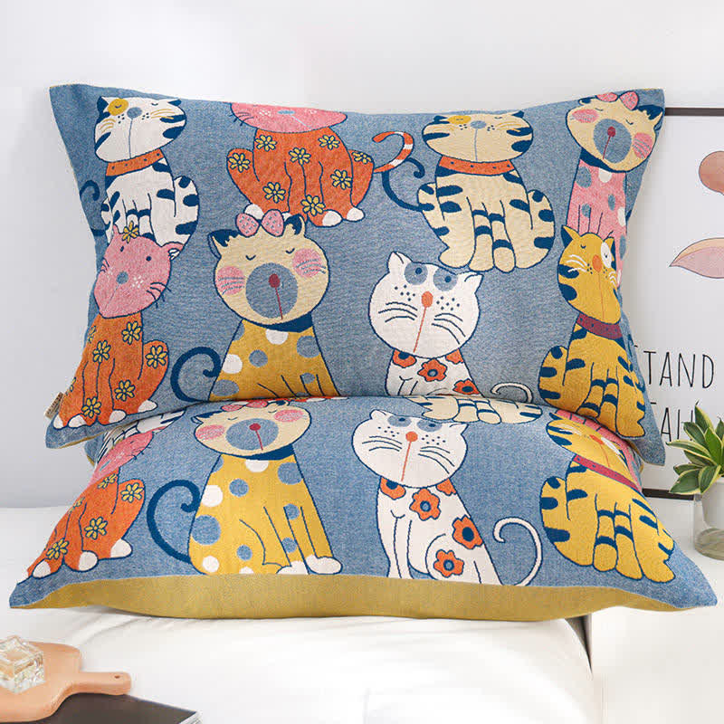Ownkoti Cute Cats Pure Cotton Button Pillowcases (2PCS) - 48cm x 74cm - image 0