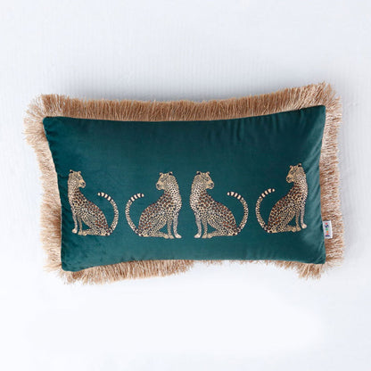 Suede Leopard Tassel Pillowcase & Pillow Core - Green - 30cm x 50cm - image 8