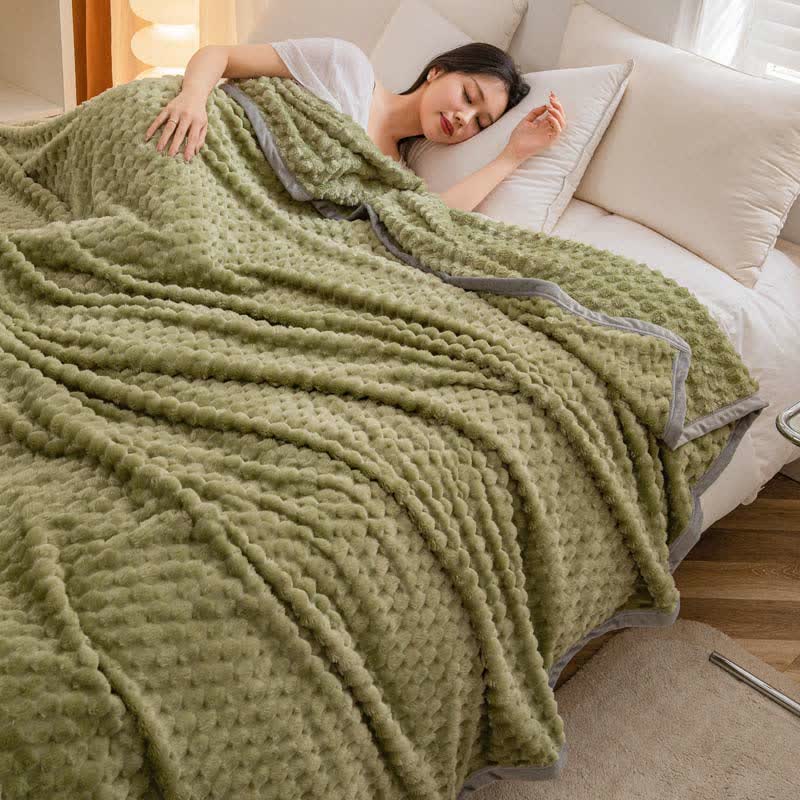 Solid Color Soft Velvet Reversible Blanket - Avocado Green - Queen - image 2