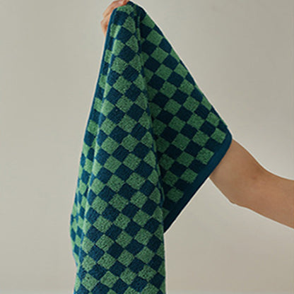 Retro Checkerboard Breathable Cotton Towel - image 1