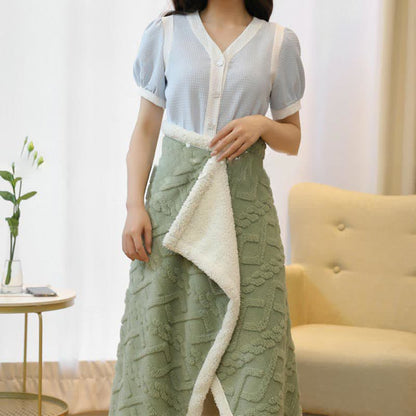 Argyle Pattern Warm Fleece Shawl Blanket - image 1