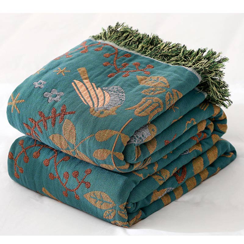 Ownkoti Boho Breathable Flower Bird Reversible Blanket - image 6