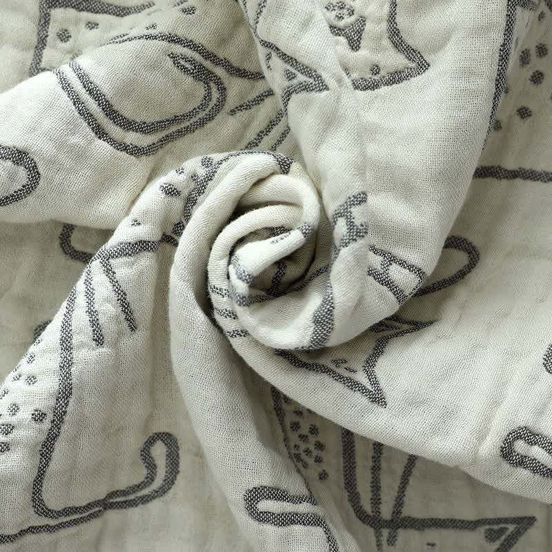 Ownkoti Cat Printed Pillow Towel Bed Cotton Pillow Decor (2PCS) - image 2