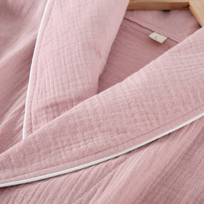 Solid Color Lapel Home Sleep Bathrobe - image 4