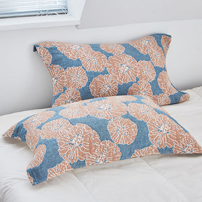 Ownkoti Flower Printed Cotton Decorative Pillow Towel (2PCS) - image 1