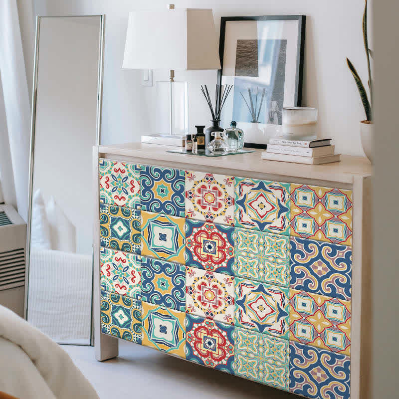 Ownkoti Colorful Mixed Pattern Wallpaper Tile Sticker (10PCS) - image 1