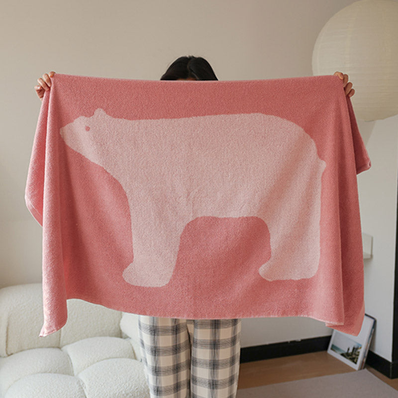 Polar Bear Breathable Cotton Towel - Pink - 70cm x 140cm - image 1