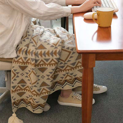 Ownkoti Cozy Shape Pattern Tassel Knitted Blanket - image 3