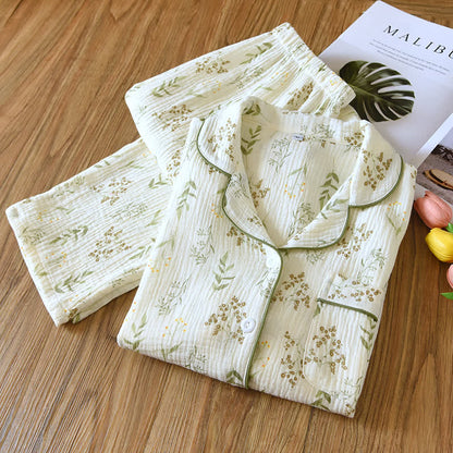 Floral Cotton Double Gauze Pajama Set - image 1