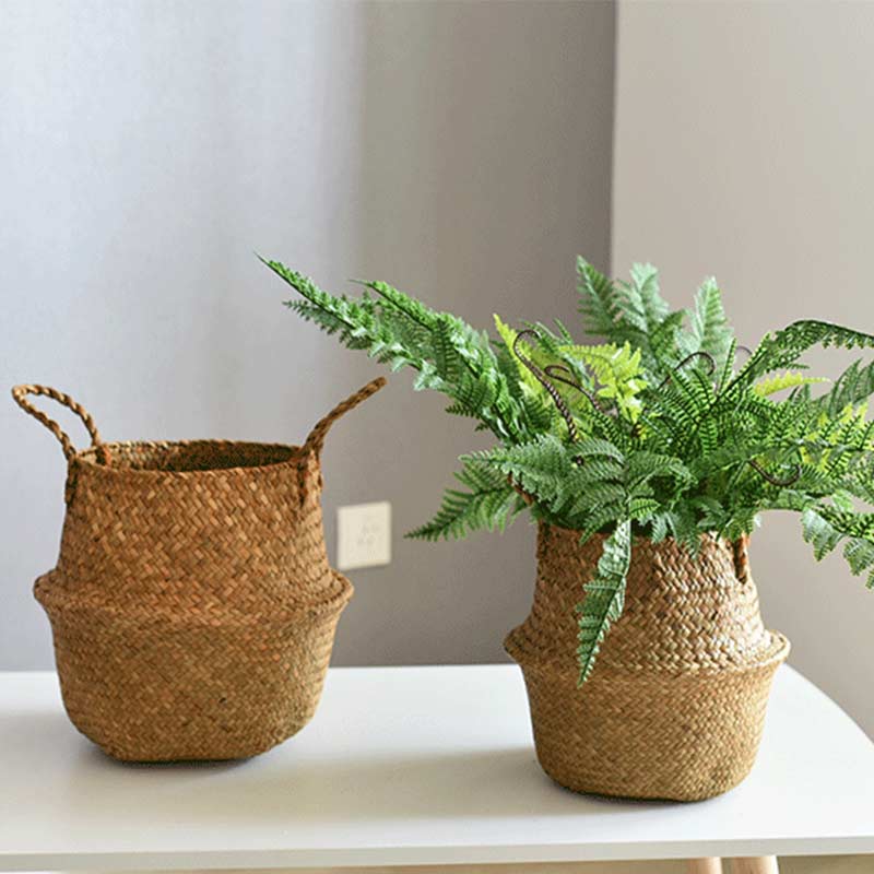 Ownkoti Woven Seagrass Belly Basket Storage Plant Pot Basket (2PCS) - image 8
