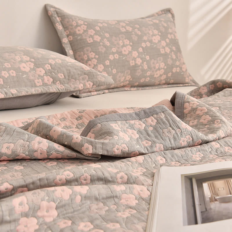 Ownkoti Cherry Blossoms Pattern Cotton Gauze Quilt - image 3